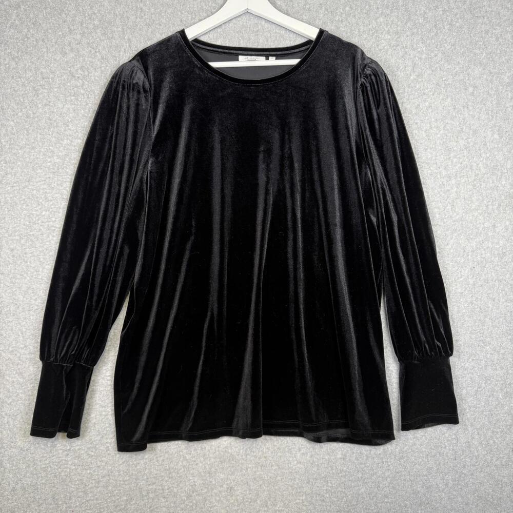 Chicos Women's Size 4 XXL Black Velvet Long Sleeve Blouse Top Sweater